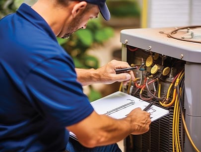Man Inspecting Outside Hvac System